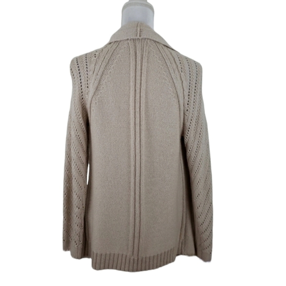 NYDJ Chunky Open Front Cardigan Sweater Womens Size XS Wool Blend Beige. - Picture 3 of 11